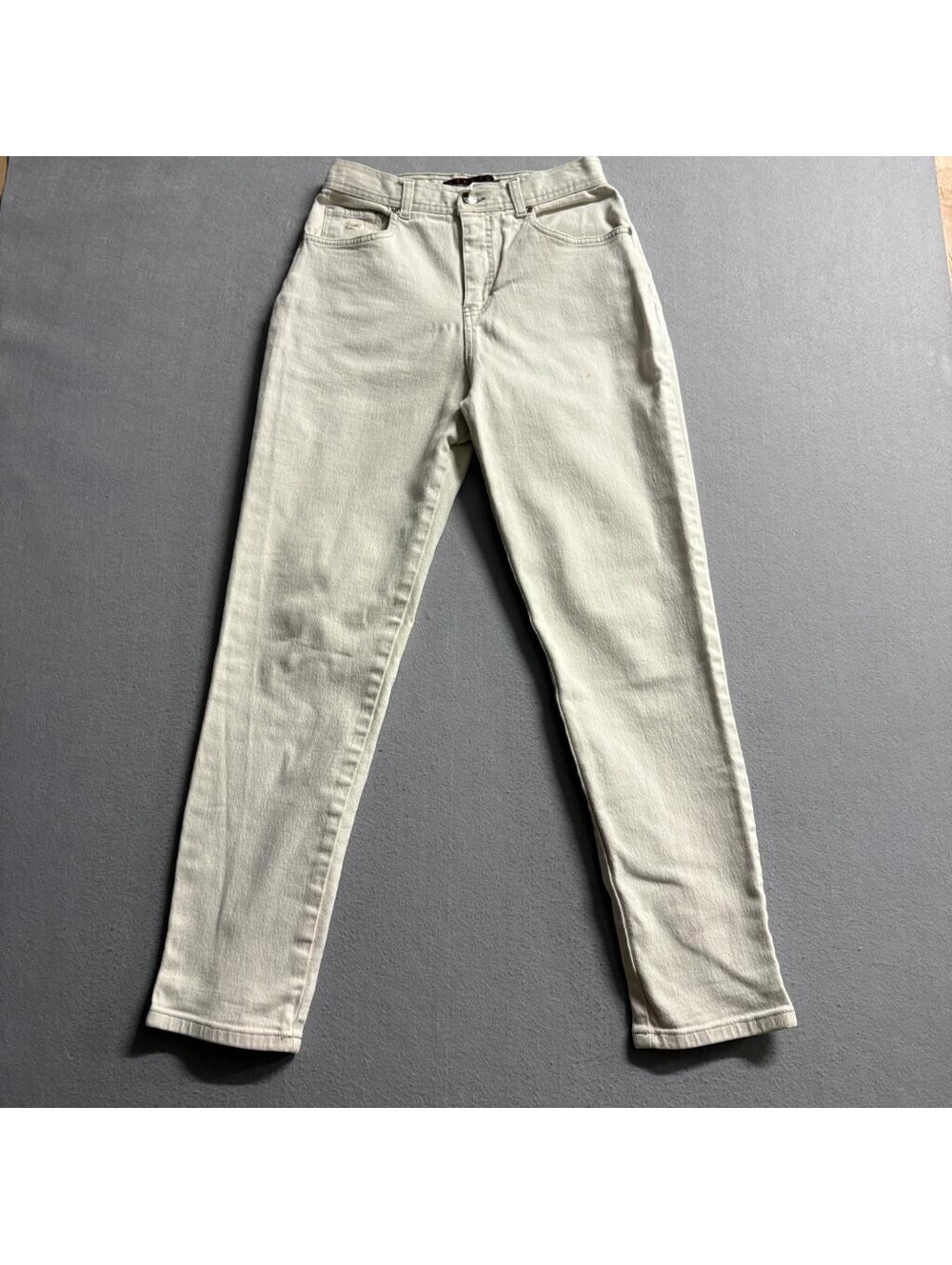Gloria Vanderbilt Stretch Jeans Womens 10 Petite Beige Denim High Rise Straight